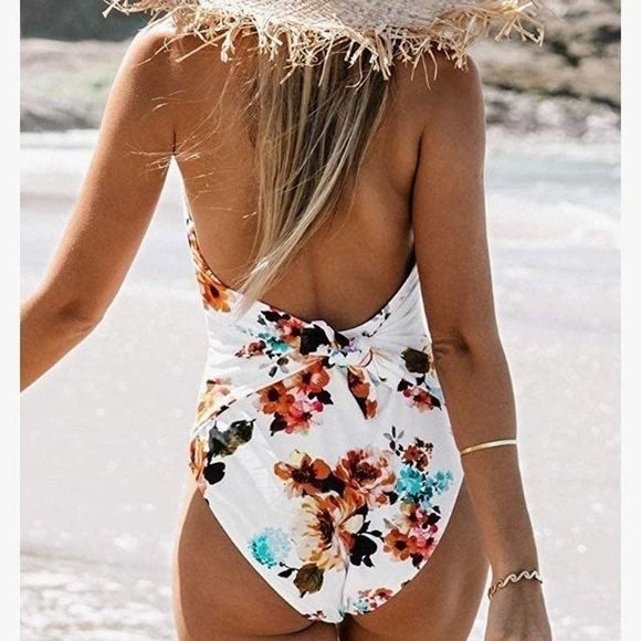 CUPSHE White Floral One Piece Swimsuit Size XXL - Picture 6 of 8
